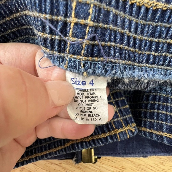 80's Sasson Women's Denim Skirt Pockets Gold Buckle Midi Elastic Waist Size 4 - Picture 7 of 8